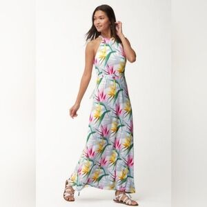 Tommy Bahama Floral Birds Of Paradise Halter Maxi Dress